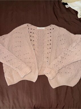 Moss & Spy Dusty Rose Open Knit Cardigan